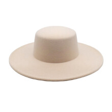 Eleganter Woll-Winterhut für Damen und Herren – Vintage-Cloche im Stil der 1920er Jahre, Velours-Bowler, breite Krempe, Beige