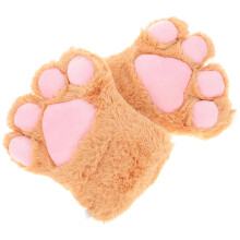 OUNONA1 Par hansker med dyrepote og klo for kvinner, fluffy og plysj, polyestervarme for cosplay-arrangementer