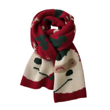 Wintersjaal voor dames, kerstsjaal met rendieren en sneeuwvlokken, warme gebreide lange sjaal voor de herfst, kerstcadeau, rood