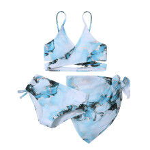 BULLPIANO3-delt badedragt bikini badedragt med cover-up strandnederdel 8Y-14Y