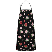 Floral Print Cotton Linen Apron with Pockets 33x27 Inch