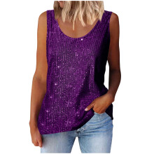 Camisetas sin mangas con lentejuelas para mujer de QLEICOM, chalecos tipo túnica de corte holgado, camisolas casuales con aberturas laterales