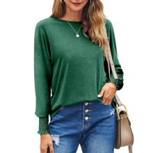 Damenoberteile Herbstmode: Elegante und lässige Blusen mit Rundhalsausschnitt und süßen Ärmeln