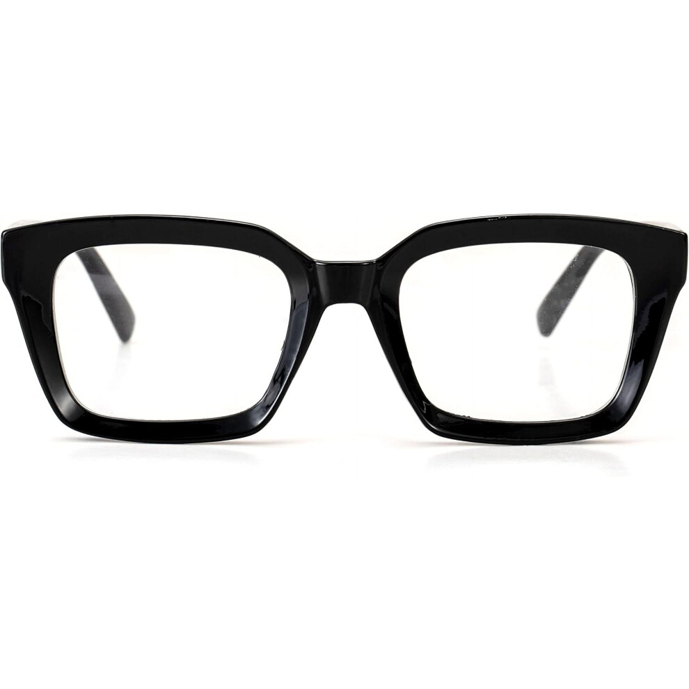 Thick Square Frame Glasses for Women Men Non-prescription Clear Lens Eyeglasses