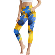 Capri de yoga taille haute pour femme avec poches - Pantalon de sport extensible et doux, coupe slim, idéal pour la course, le yoga et le fitness