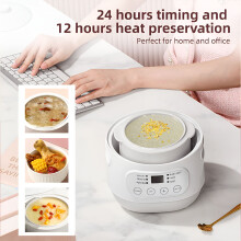 HIBIBUD Slow Cooker 1-3 Quart 200W Warmer with Ceramic Pot Cooker 1 Quart 24H