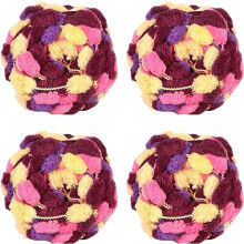 4 Balls Pom Bomb Yarn,100% Polyester Pomp-A-Doodle Jelly Bean POM-POM Ball Yarn for Crochet Knitting Blanket Mat Pet Nest 500g