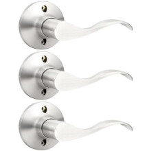 Paquete de 3 manijas de puerta individuales sin giro, palanca de puerta derecha, níquel cepillado para puertas francesas, tirador de puerta interior