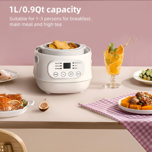 Αργή κουζίνα HIBIBUD 1-3Quart Θερμαντήρας 200W με κεραμική κατσαρόλα 1Quart 24H 2