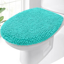 Chenille toiletbrilhoes, turquoise, 17,5 x 15 inch
