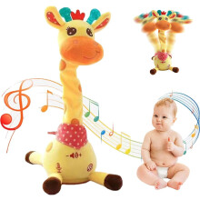 Dansende en pratende giraffe, zingende pluche met nek die draait en stemherhaling, oplaadbaar, educatief speelgoed voor peuters van 1-3 jaar.