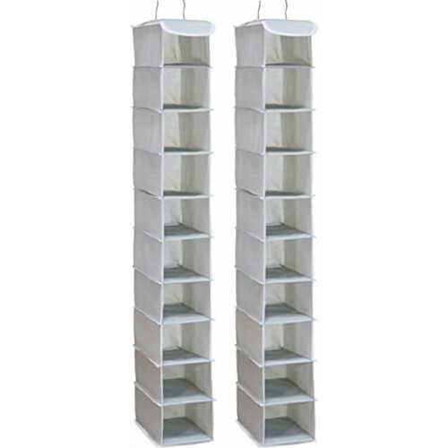 2 Pack 10 Shelves Hanging Organizer, Grey 2