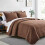 Braunes 3-teiliges Steppdecken-Set (Doppel-/Queensize) aus leichtem Polyester 3