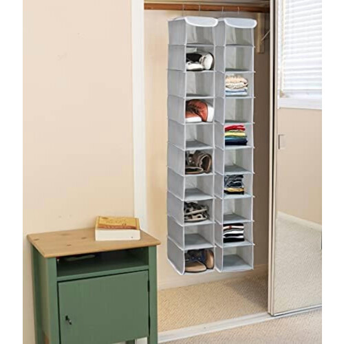 2 Pack 10 Shelves Hanging Organizer, Grey 1