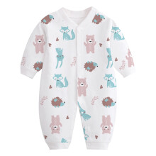 Newborn Button Romper 0-12M Long Sleeve Jumpsuit Cotton Blend Baby Bodysuit Unisex Newborn Romper