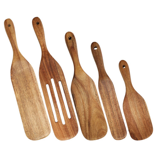 Ensemble d'ustensiles de cuisine en bois marron 6 pièces