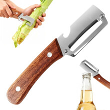 Éplucheur de fruits et légumes avec manche en bois et bouteille