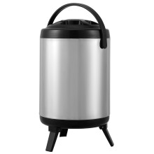 Distributeur de boissons isotherme en acier inoxydable de 6 L (chaud et froid) avec thermomètre et robinet – Compatible avec thé, café, lait,