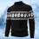 Pull de Noël pour homme en maille jacquard, manches longues 2