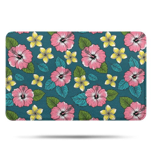 Tapete de banheiro floral em microfibra, 43 x 69 cm (17 x 27 polegadas)