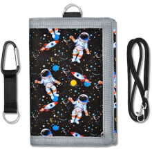 Cartera tríptico ZCKids para niños de 4 a 12 años, con bolsillo para monedas con cremallera y tarjeteros, regalo de cumpleaños/Navidad – Negro