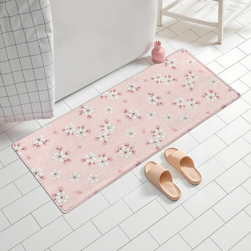 Tapete de banheiro floral em microfibra, 43 x 69 cm (17 x 27 polegadas) 1