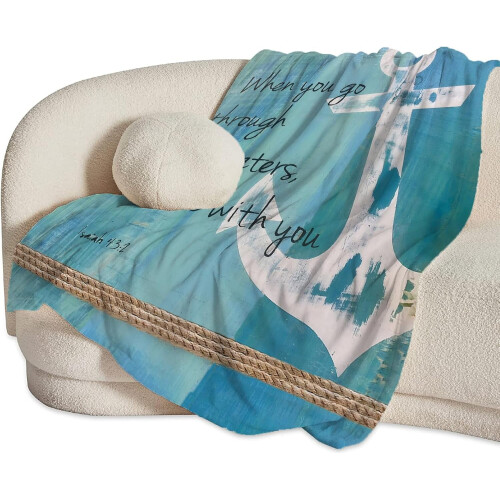 Nautical Anchor Plush Throw Blanket 80 x 60 in Blue 1