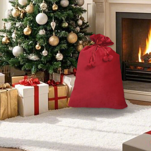 Saco de presente de lona estilo Papai Noel com cordão, 68,5 x 50,8 cm (27 x 20 polegadas) 1