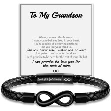 Lederarmband für Männer und Jugendliche – Gravur „Ich liebe dich für immer“ mit Unendlichkeitsknoten, Geschenk für Sohn, Vater, Opa,