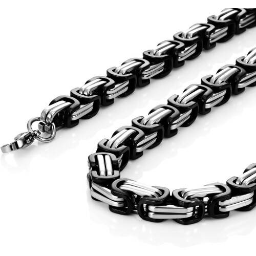 Colar masculino em aço inoxidável com corrente preta, estilo mecânico impressionante (18, 21, 23 polegadas). 1