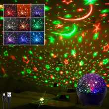 Galaxy Star Projector Night Light for Kids Bedroom, USB Star & Moon Projection Lamp, Colorful Rotating LED Party Decor