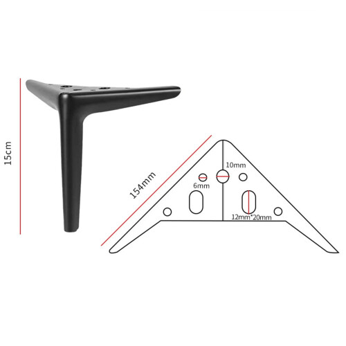 1 stk. metalmøbelben, skabsben, kommodeben, kraftige, moderne sofafødder, udskiftning til sofakube, opbevaring, futon, natbord, sort 15 cm 1
