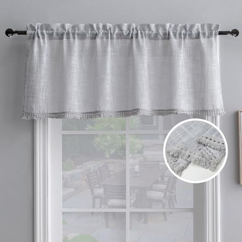 Cortina com pregas em mistura de linho, 132 x 46 cm (52 x 18 polegadas)
