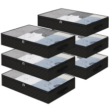 Black Underbed Storage Bags with Clear Window - 2 Pack Reinforced Handles for Clothing & Bedding Organization