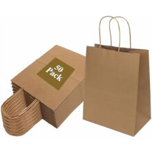 Sacs en papier kraft avec poignées 8 x 4,75 x 10 pouces (50 unités)