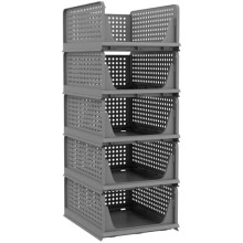 Conjunto de 5 gavetas de armazenamento em PP com trilhos deslizantes