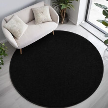 Black round area rug 4x4 ft ultra-soft memory foam non-slip