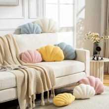 Seashell Throw Pillows – Shell-Shaped, Pink, Soft Plush, 18x13", Decorative Bed & Couch Pillow