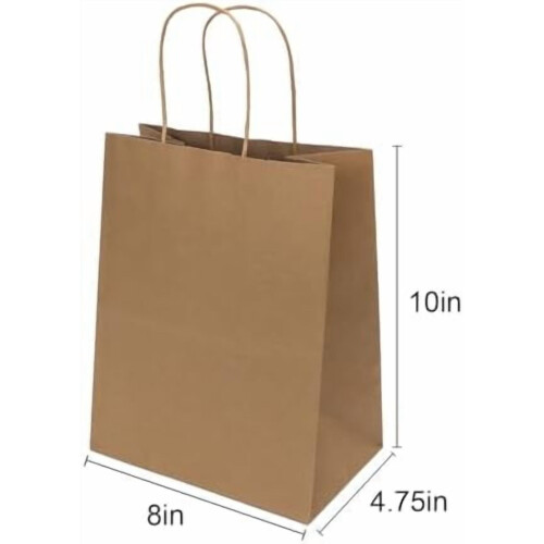 Χάρτινες σακούλες kraft με λαβές 8x4,75x10 ίντσες 50 τεμάχια 1
