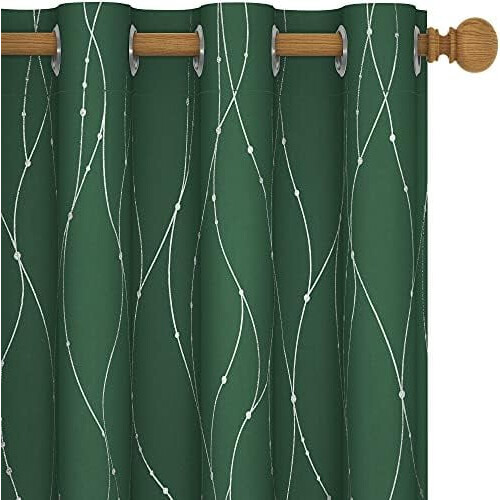 Gröna metalliska mörkläggningsgardiner 100 % polyester 1