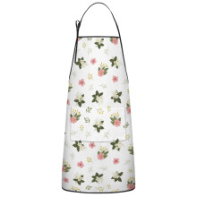 Floral Print Cotton Linen Apron with Pockets 33x27 Inch