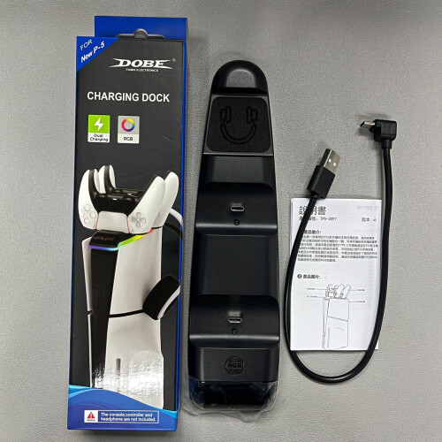 Support pour console PS5 Slim RGB avec double chargeur et prise casque