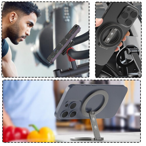 Magnetic Phone Grip Stand 4-in-1 360 Rotation Foldable with Charging Function for compatible with iPhone Android 2