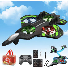 Skyriders RC-Jet-Drohne mit 360-Flips, LED-Beleuchtung und 2,4-GHz-Steuerung – Grün, 3-Batterie-Set