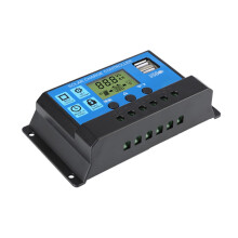 30A PWM solcelleladekontroller med dobbel LCD-skjerm, justerbar 12V/24V, forsinkelsesmodus, kompatibel med solcellepaneler