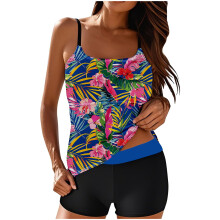 Tankini-Badeanzüge für Damen mit Bauchkontrolle, zweiteilige Badeanzüge, fließende Bikini-Oberteile mit Shorts
