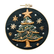 Kit de broderie sapin de Noël – Point de croix imprimé avec motifs et instructions, adapté aux débutants