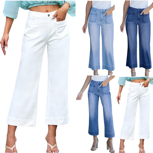Γυναικείο τζιν Lenago Bootcut με φαρδιά μπατζάκια, ψηλόμεσο, ελαστικό, ίσιο, κουμπωτό, 2