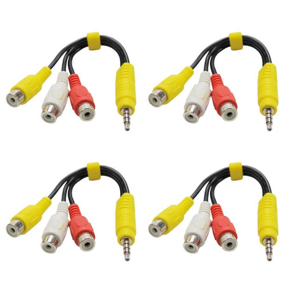 4Pcs Av Audio Splitter Rca Cable Extension Cable 3-Way Splitter Audio Adapter 9193271577102