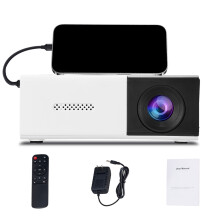 Mini projecteur LED portable, mise au point automatique, HD 1080p, haut-parleurs intégrés, sans fil, faible bruit (25 dB), support rotatif à 180
